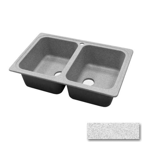 Мойка 780*495 прямоугольная двухчашевая АПОЛЛИОН Лунный грунт мат сифон