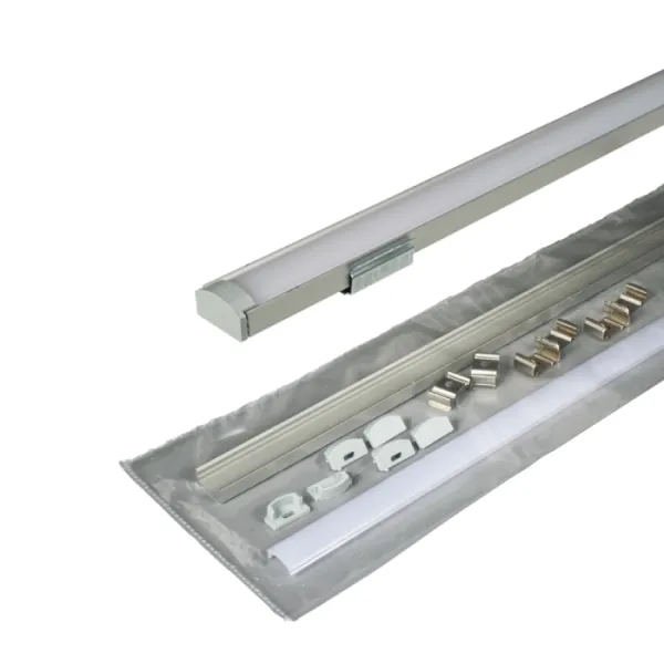 Профиль накладной серебро для ленты светодиодной в комплекте с диффузором, 16*7.0 мм, L-3000