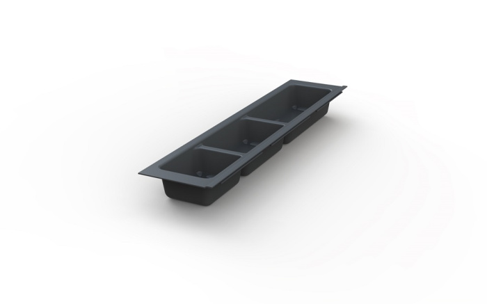 Лоток для ложек и вилок 107*480*45 Mesan TrayBond, 3 отдел, антрацит