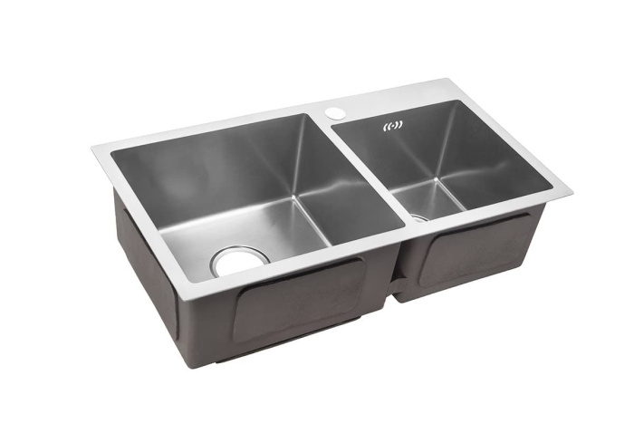 Мойка 780*430*230мм (3мм толщ) 2 чаши Сатин Браш ПРЕМИАЛ