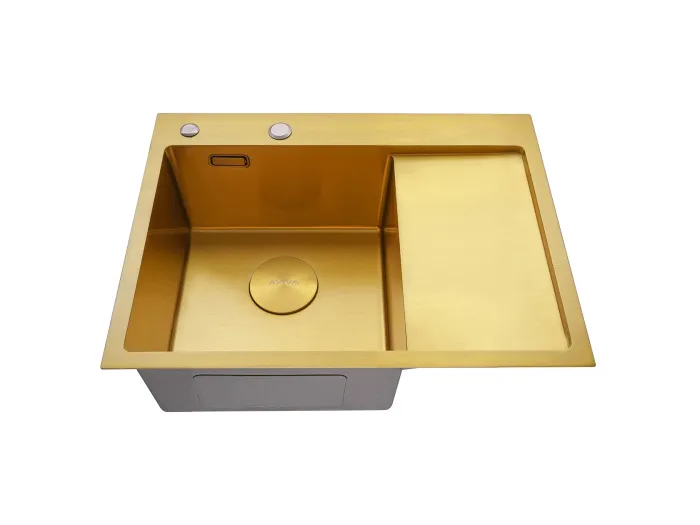 Мойка 650*480*210мм (3мм толщ.) Золото Нано левая + коландер +дозатор+сифон AVIVACOM