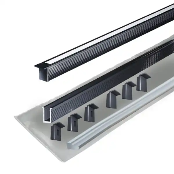 Профиль SOLO встраиваемый в комплекте с диффузором силиконовым, торцевые заглушки, черный, 3м