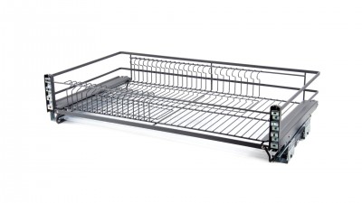 Корзина 900 1-ур с бок. кр. скр.мон.с дов. + поддон графит МИРА BOYARD 