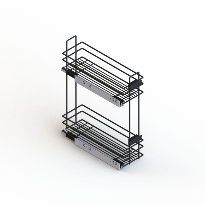 Корзина 200 боков. крепл. 2-х ярусн. напр. Hettich с дов. правая черная