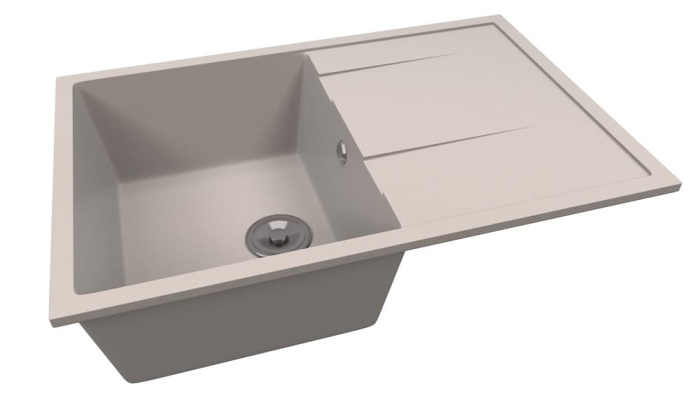 Мойка 760*490 прямоугольная с крылом КАНОПУС Миндаль матов сифон