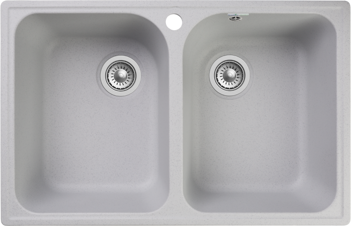 Мойка 740*480 прямоугольная двухчашевая Гранфест Кварц серый 15