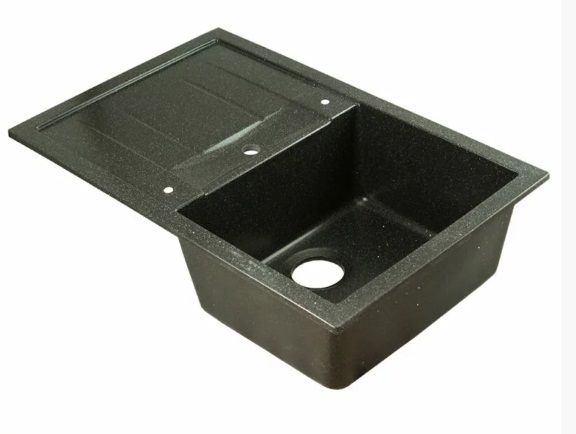 Мойка 775*500 прямоугольная с крылом 06 Черный антрацит (Обсидиан)