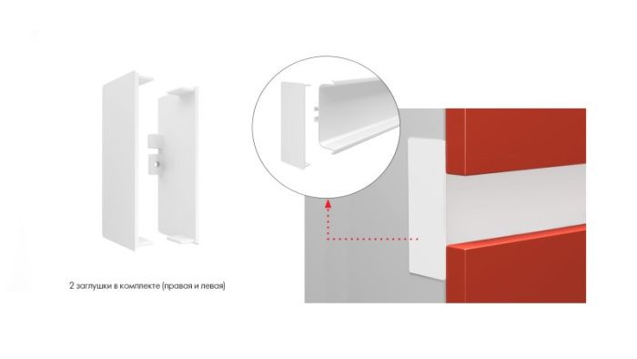 Комплект глухих заглушек 050GOLA профилю С (лев+прав) белый BOYARD (80)