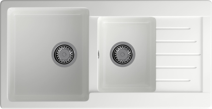 Мойка 980*510 прямоугольная двухчашевая Гранфест  PRACTIK белый 980КL