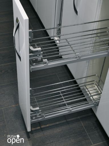 Корзина 150 боков. крепл.2-х ярусн лев  напр Hettich с доводчиком Push Open, хром, Италия