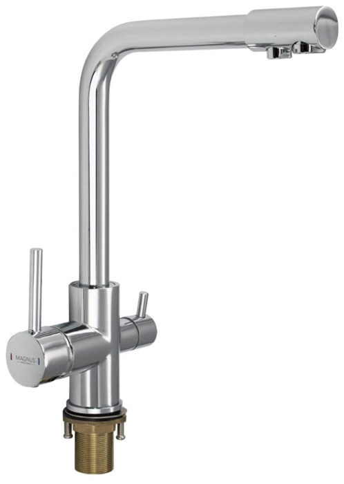 Смеситель для кухни с Г-обр  изливом двухрычажный MAGNUS хром