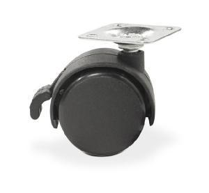 Опора колесная Д=50мм, с тормозом, на площадке, черная JET