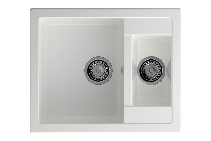 Мойка 610*500 двухчашевая Гранфест QUADRO белый 610К