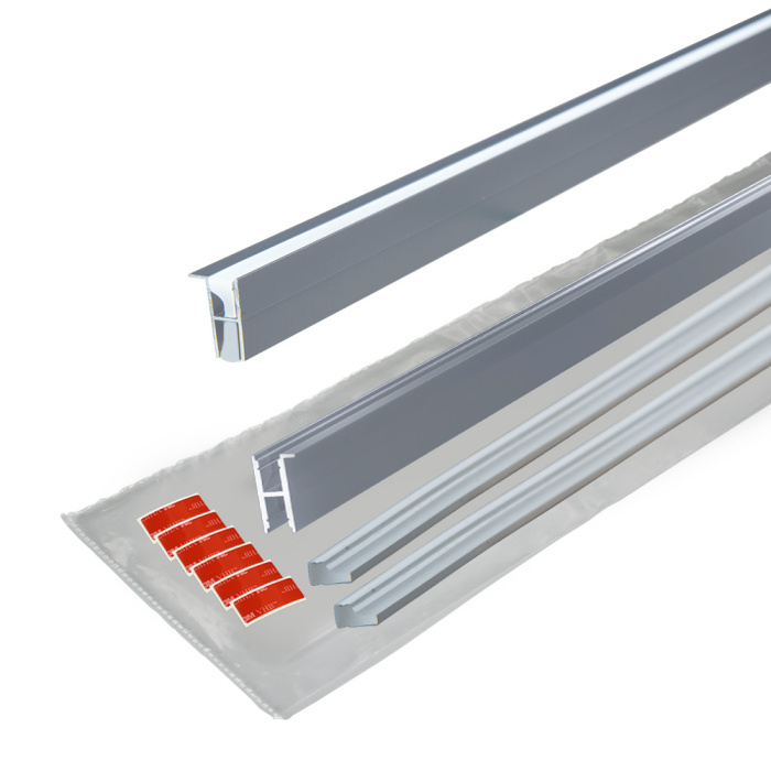 Профиль ANOD накладной в комплекте с диффузором силиконовым 2шт + 6шт высечки 9*13, серебристый, 3м