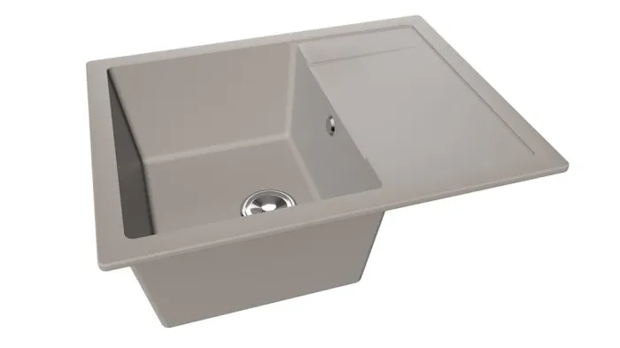 Мойка 650*510 квадратная с крылом АЛЬТАИР Миндаль матовая сифон в комплекте