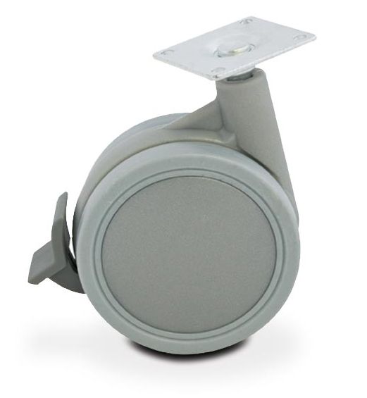 Опора колесная Д=60мм, с тормозом, на площадке, серая JET