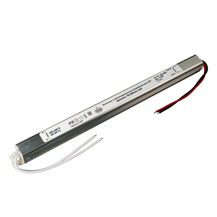 Блок питания стаб.напряжения для LED лайтбокс 12V, 72W, IP20 алюминиевый корпус