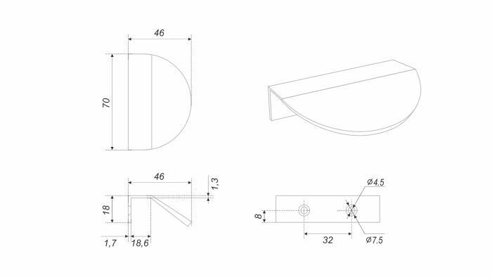Ручка-торцевая 012BSG.1/32 BOYARD (60)