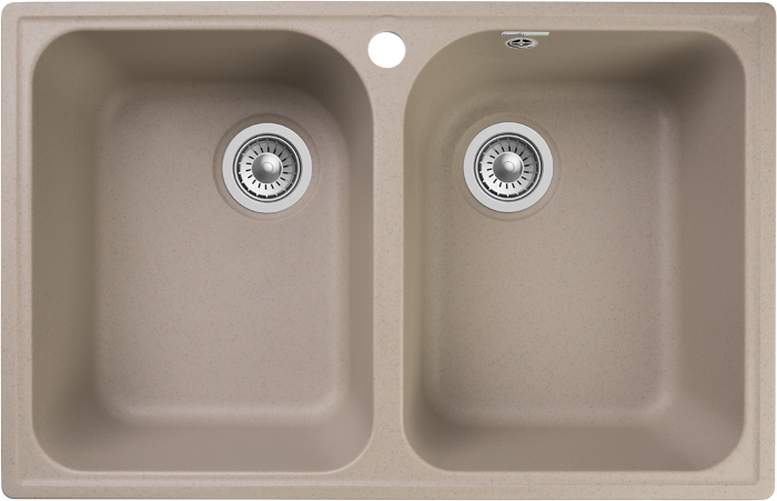 Мойка 740*480 прямоугольная двухчашевая Гранфест Кварц песочный 15