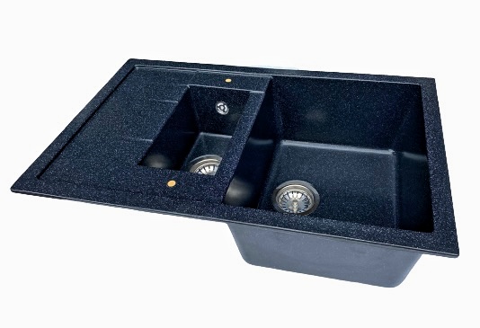 Мойка 775*500 прямоугольная двухчашевая 08 Черный (Нуар)