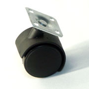 Опора колесная Д=40мм, поворотная, без тормоза, на площадке, черная TWP-40 Китай (500)