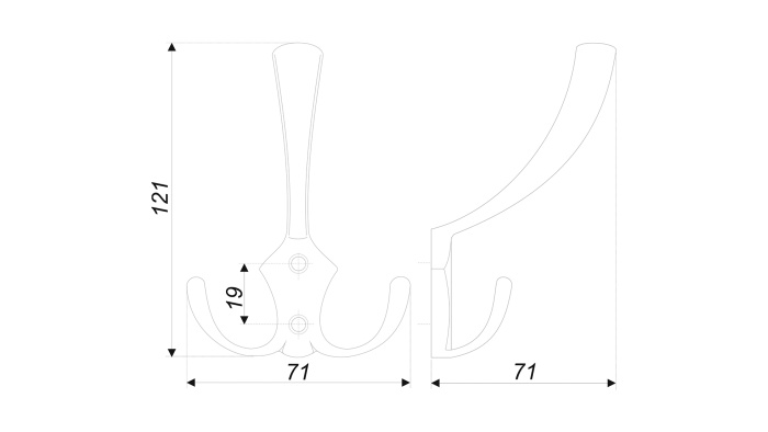 302К BL Крючок черный матовый BOYARD (25)