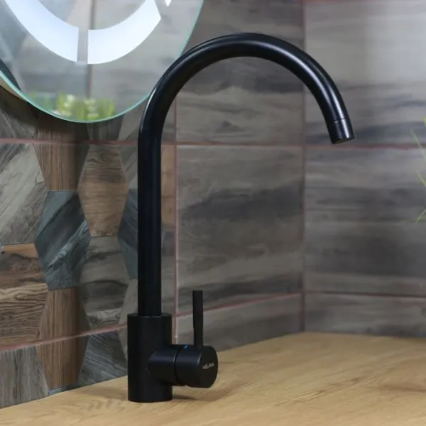 Смеситель Мелана-610103В Тондо черный/литой излив МЕЛАНА 