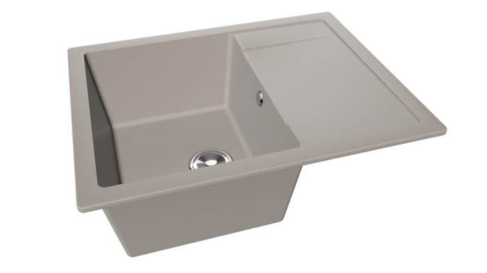 Мойка 650*510 квадратная с крылом АЛЬТАИР Миндаль матовая сифон в комплекте