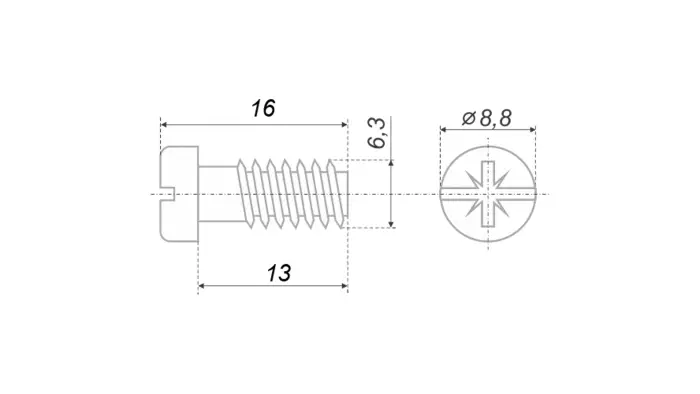 Евровинт 6,3х13 мм выпуклая BOYARD (5000) 
