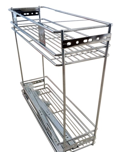 Корзина 200 боков. крепл. 2-х ярусн. шарик. напр. без дов. 160*470*480 хром ЭКО 
