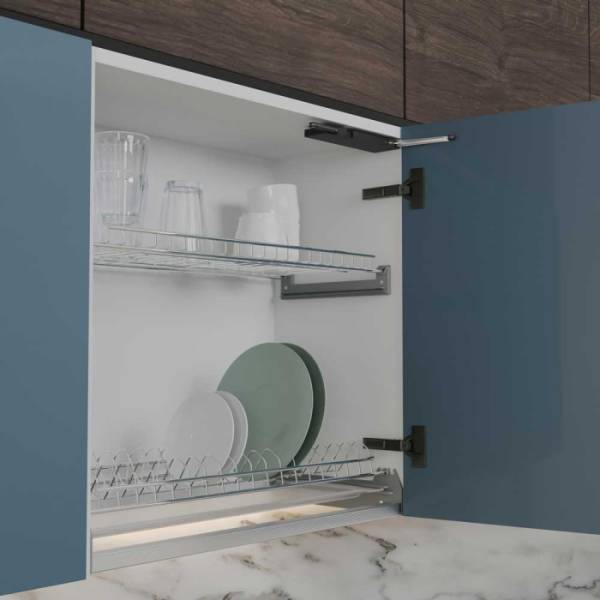 Механизм открытия фасада от нажатия c доводчиком TOUCH, стандартный, нагрузка до 7,5кг, чёрный JET 