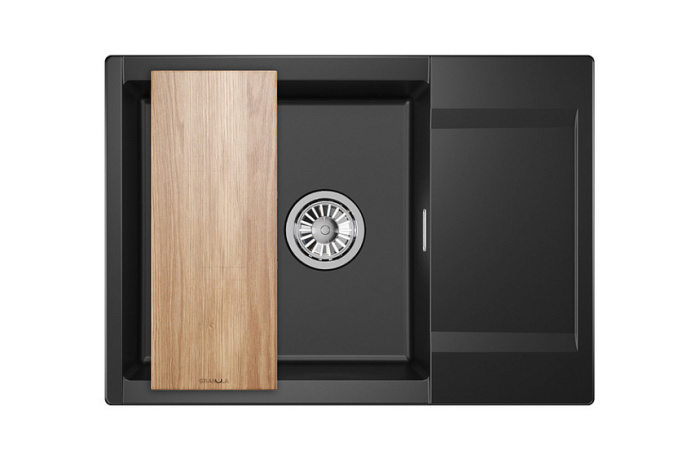 Мойка 700*500 Granula ES-7003 кварц ШВАРЦ + доска