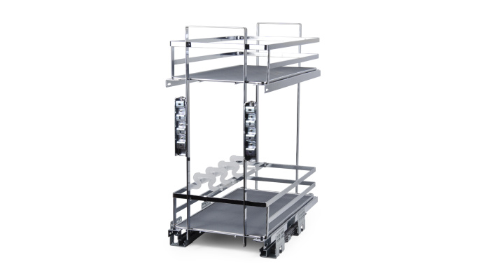 Корзина 300 боков. крепл. 2-х ярусн. напр. скр. монтажа с дов. графит QUADRA  PUSH BOYARD