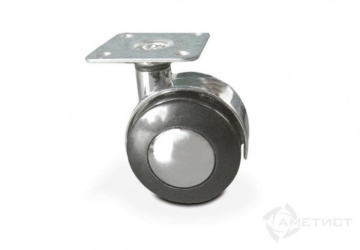 Опора колесная Д=51мм, без тормоза, на площадке, черная JET
