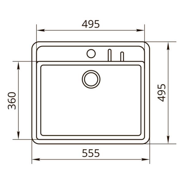 Мойка 555*495 прямоугольная ДЕНЕБ Эклипс мат сифон