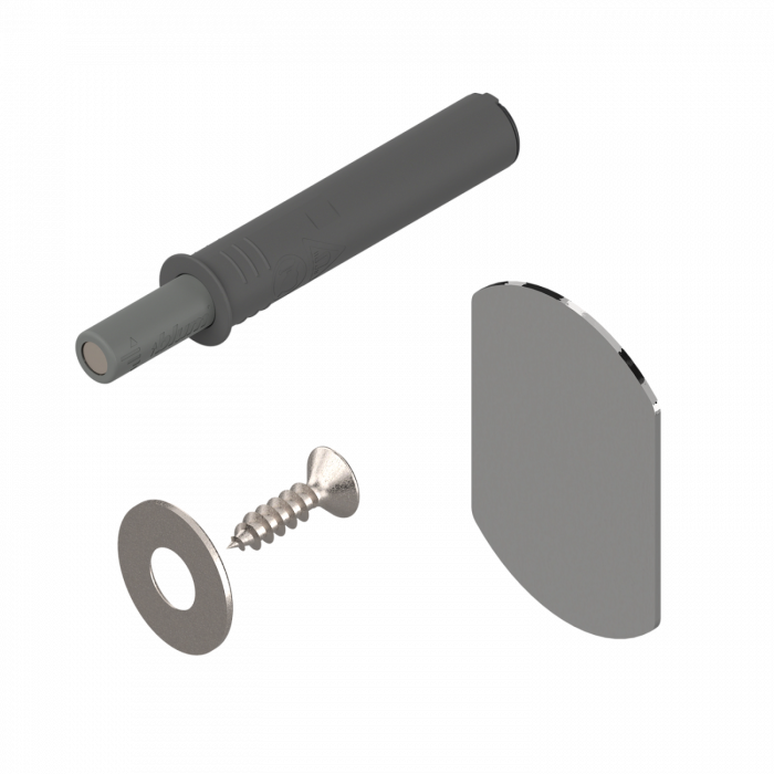 Комплект TIP-ON для дверей+планка+пластина, КОРОТКИЙ, с магнитом, серый 956.1004 V1R376 BLUM 