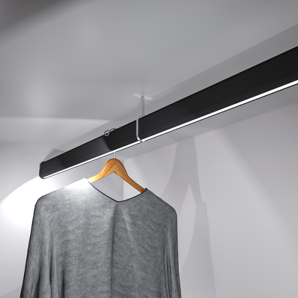 Штанга с подсветкой алюминевая черная для светодиодной ленты 3015AL (комп. рассеиватель+4 держателя)