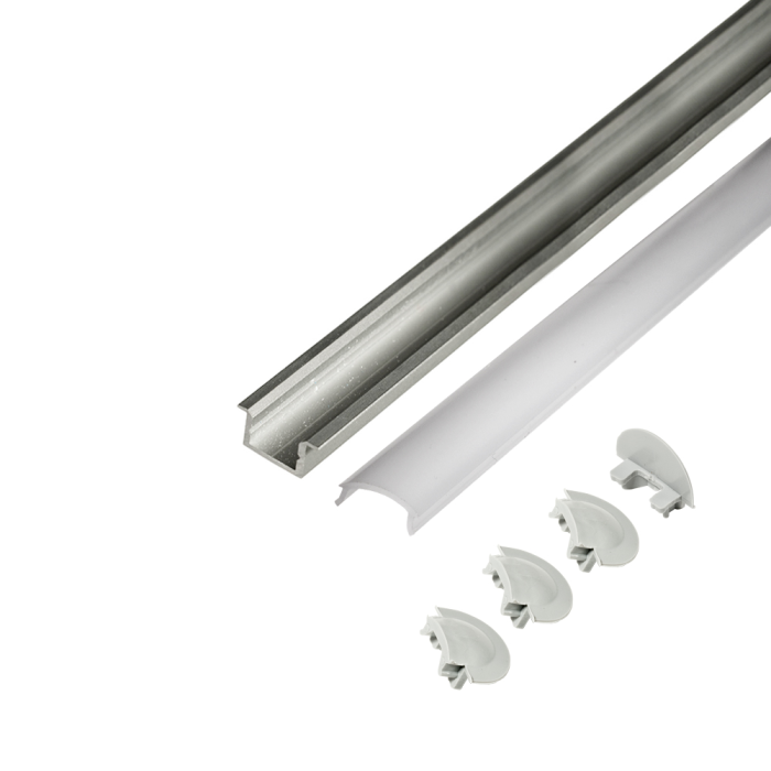 Профиль врезной серебро для ленты светодиодной в компл рассеив матовый + 4 заглушки, L=2,0м
