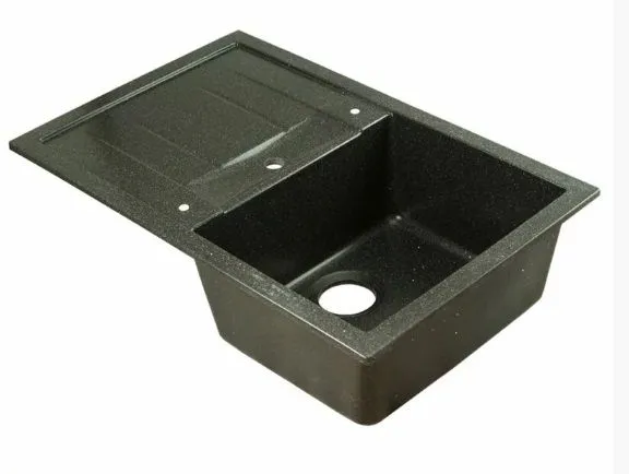 Мойка 775*500 прямоугольная с крылом 06 Черный антрацит (Обсидиан)