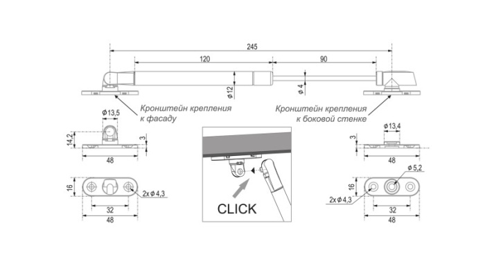 Газ лифт 100N BOYARD 107W белый СТИЛЕТТО