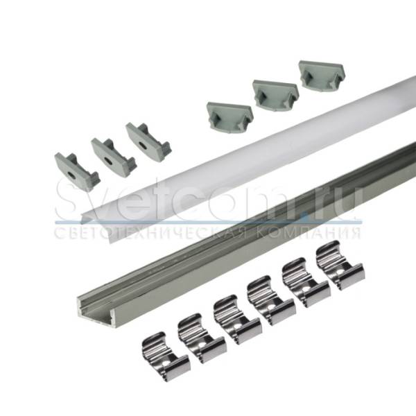 Профиль накладной черный для ленты светодиодной  в компл рассеив молочный белый + 6 заглушек, L-3000