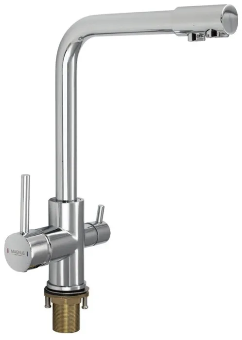 Смеситель для кухни с Г-обр  изливом двухрычажный MAGNUS хром