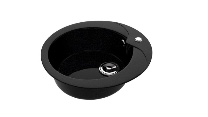 Мойка 470*470 круглая ПРЕМИАЛ КАПЕЛЛА Звездная ночь глянец сифон в комплекте