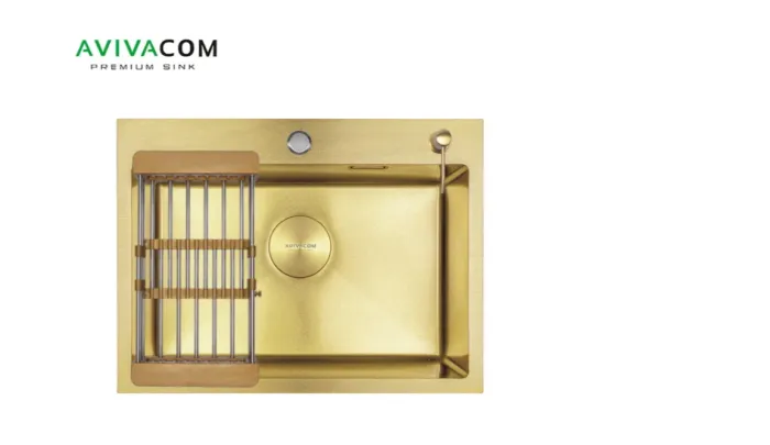 Мойка 600*450*210мм (3мм толщ.) Золото нано+ коландер +дозатор+сифон AVIVACOM