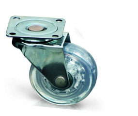 Опора колесная Д=50мм, поворотная, без тормоза, на площадке, прозрачная GTV