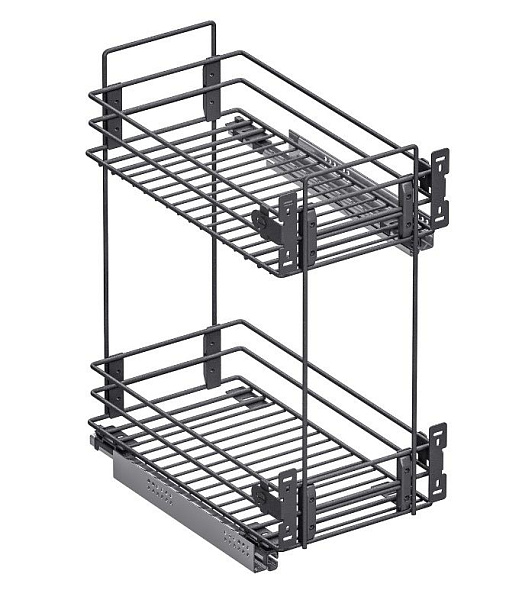 Корзина 400 универс. крепл. 2-х ярусн. напр. Hettich с дов. черный
