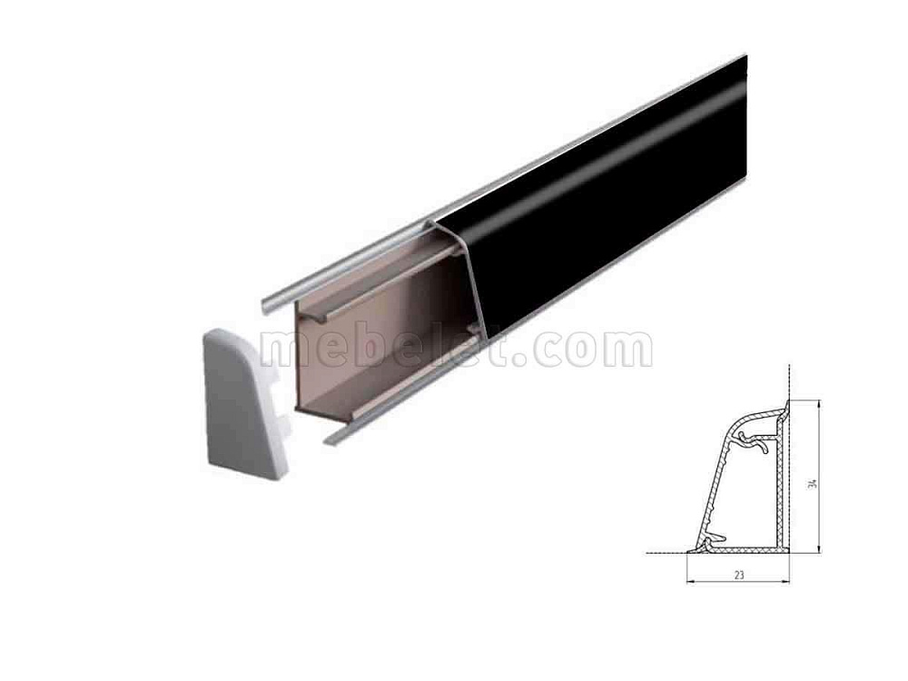 1021/Черный Плинтус TwinC 4,2м SLOTEX