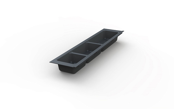 Лоток для ложек и вилок 107*480*45 Mesan TrayBond, 3 отдел, антрацит