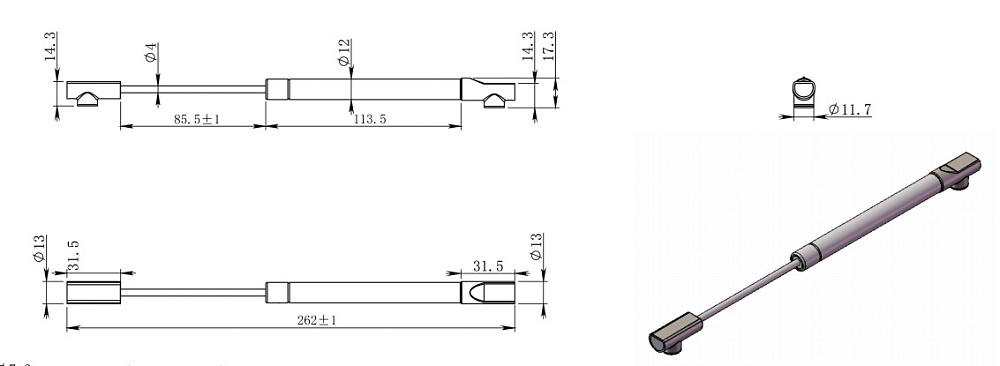 Газ лифт 80N 112А антрацит JET