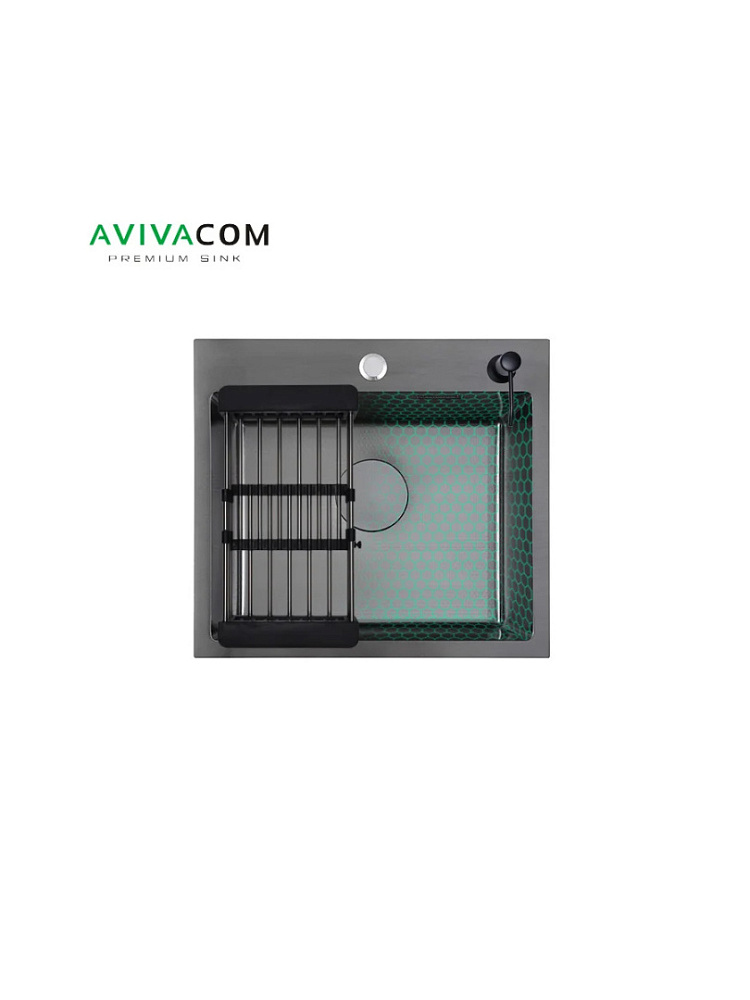 Мойка 500*450*210мм (3мм толщ.) Черный декор+ коландер +дозатор+сифон AVIVACOM